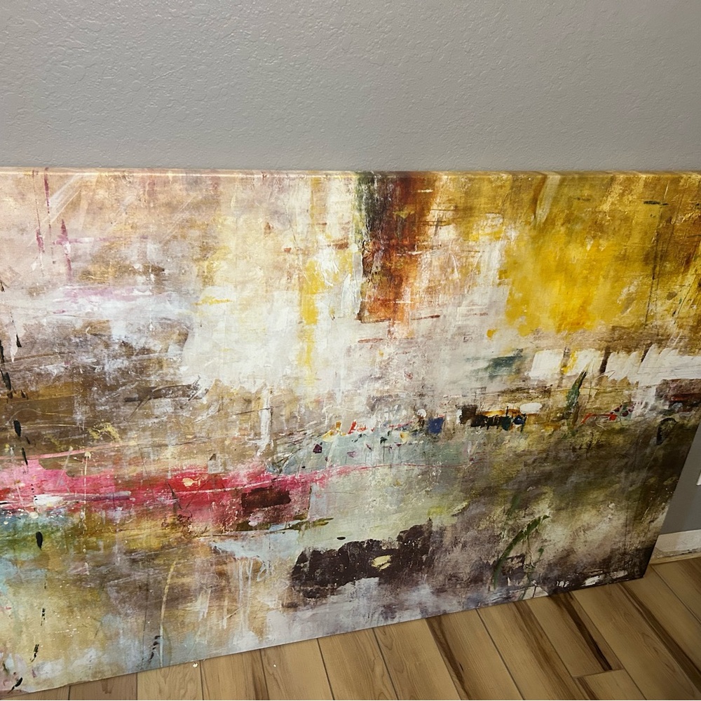 Abstract Canvas Art in Yellow and Brown